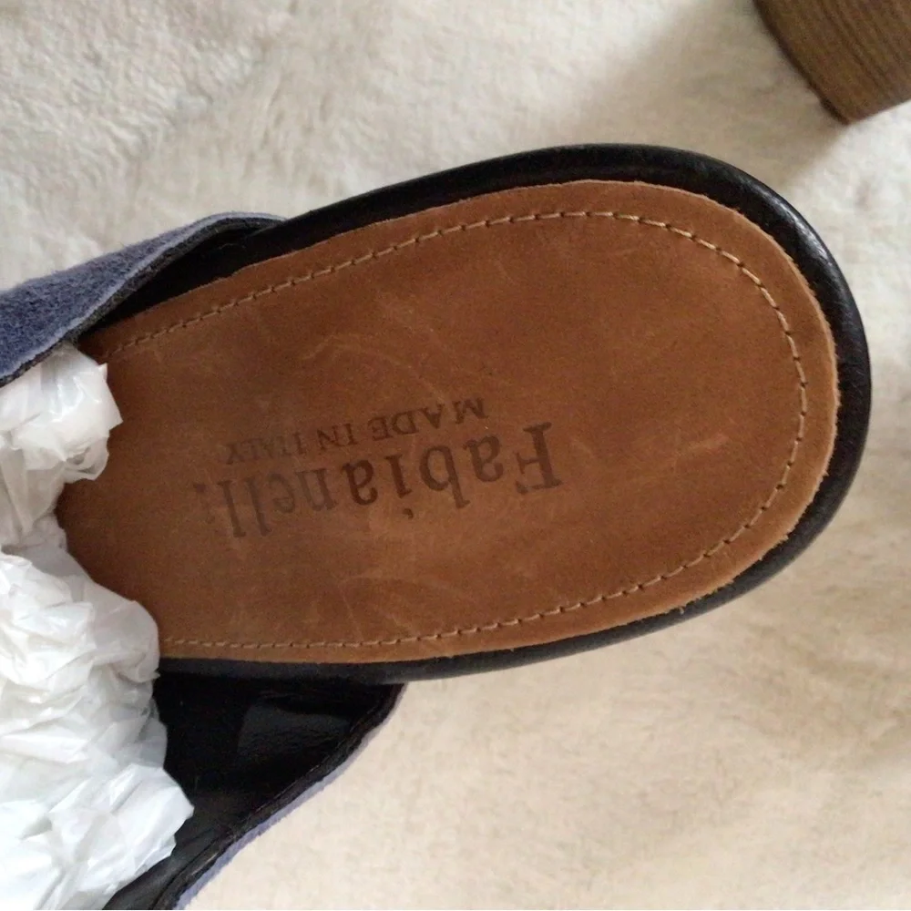 Fabianelli Italy Lavender Suede Peep Toe Block Heel Shoes Womens 6 - Picture 4 of 9